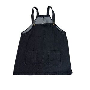 Black Denim Overall Dress With Two Front Pockets